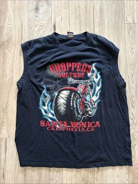 Santa Monica navy Graphic Muscle Tee